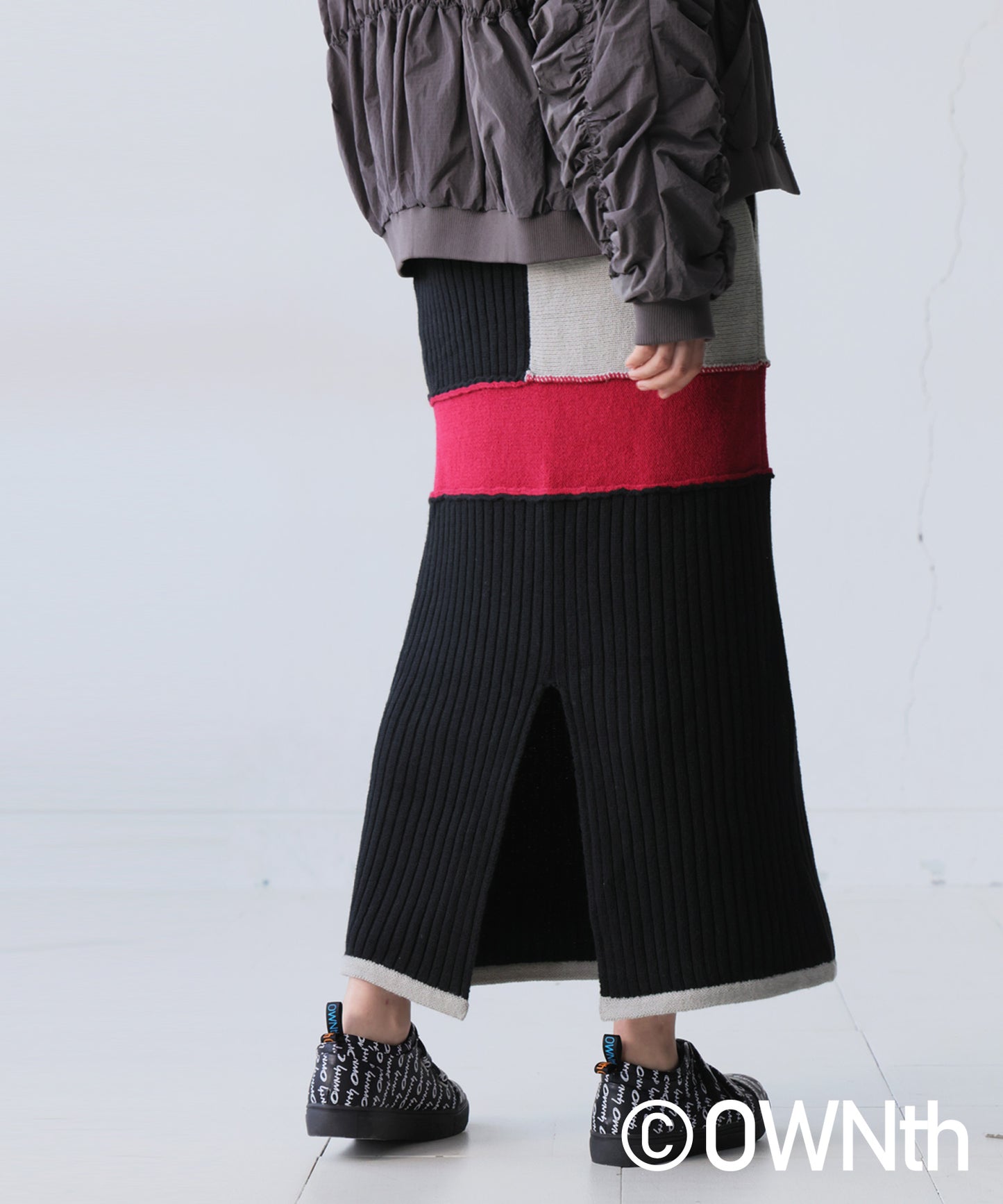 Switching Rib Knit Skirt Ladies