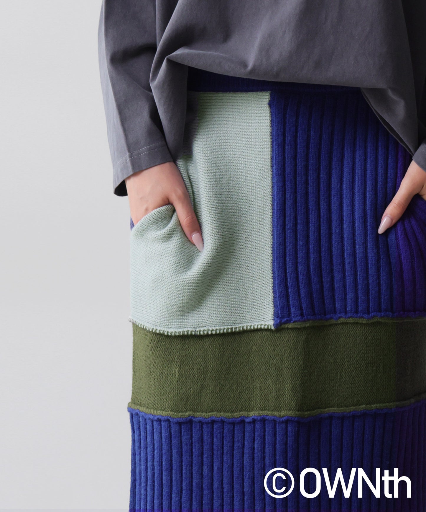 Switching Rib Knit Skirt Ladies