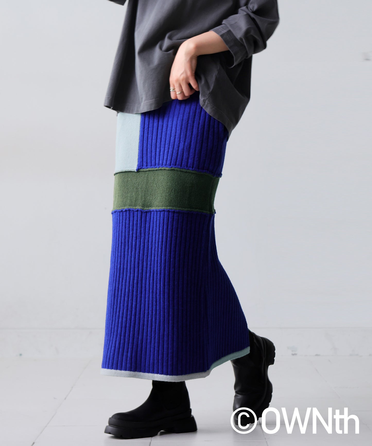 Switching Rib Knit Skirt Ladies