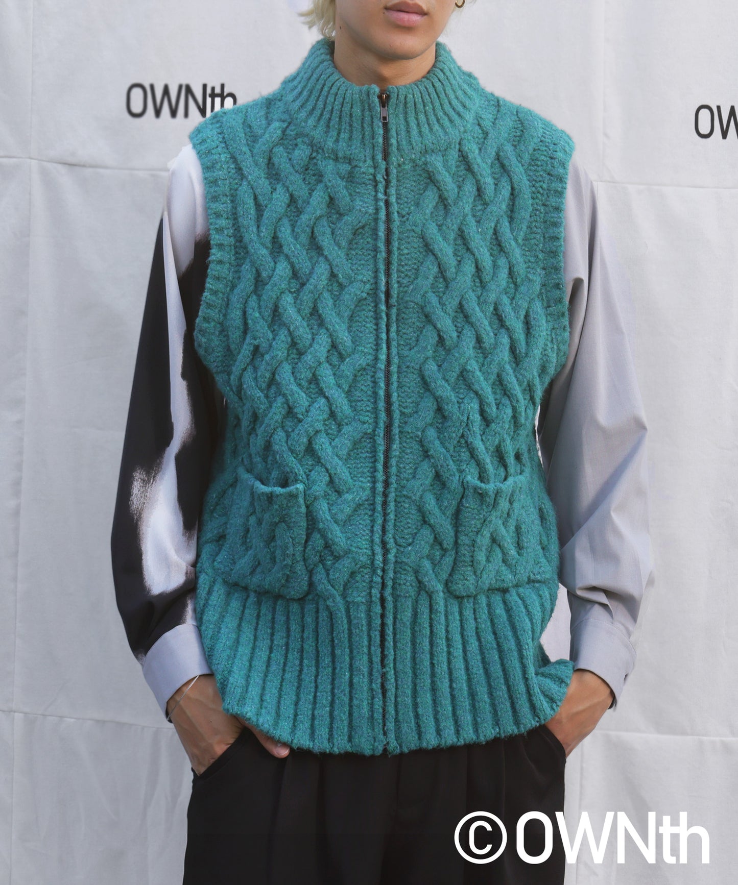 Basket Weave Style Knit Vest Unisex