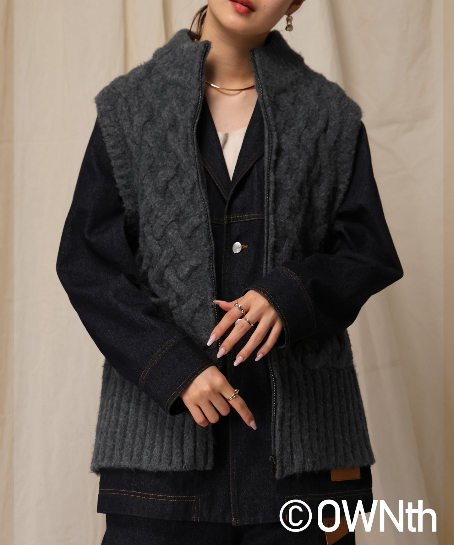 Basket Weave Style Knit Vest Unisex