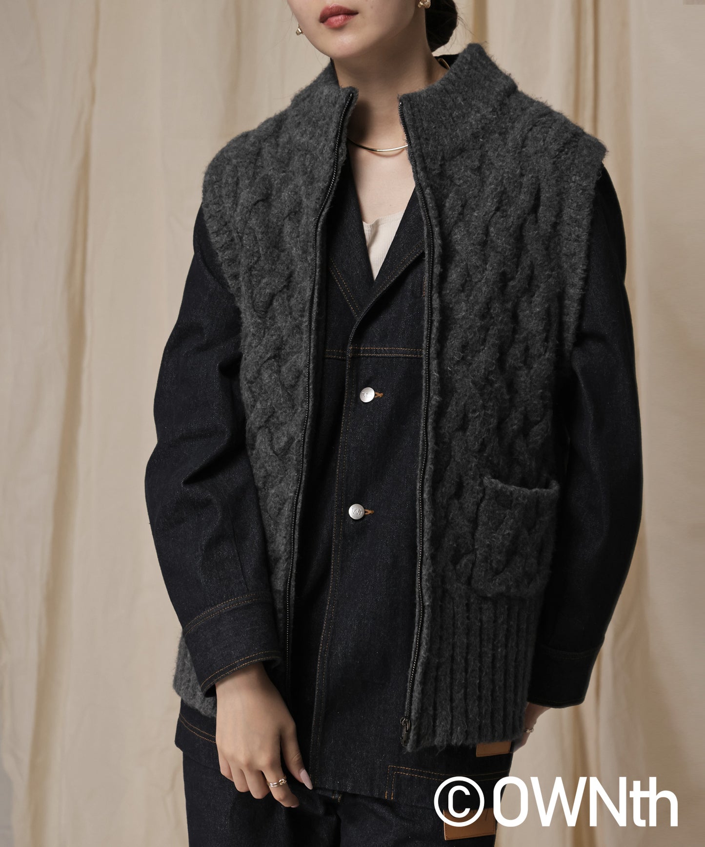 Basket Weave Style Knit Vest Unisex