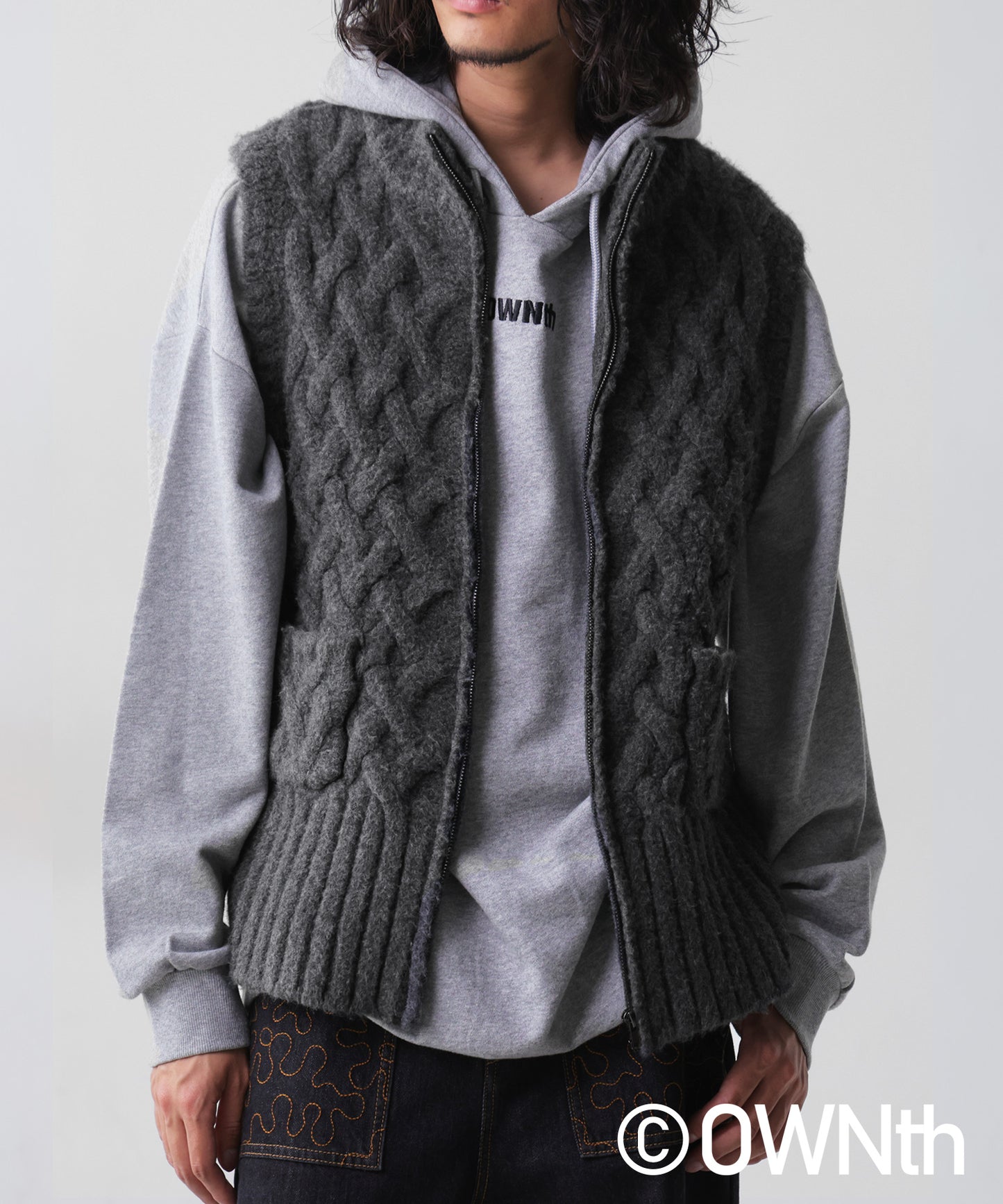 Basket Weave Style Knit Vest Unisex