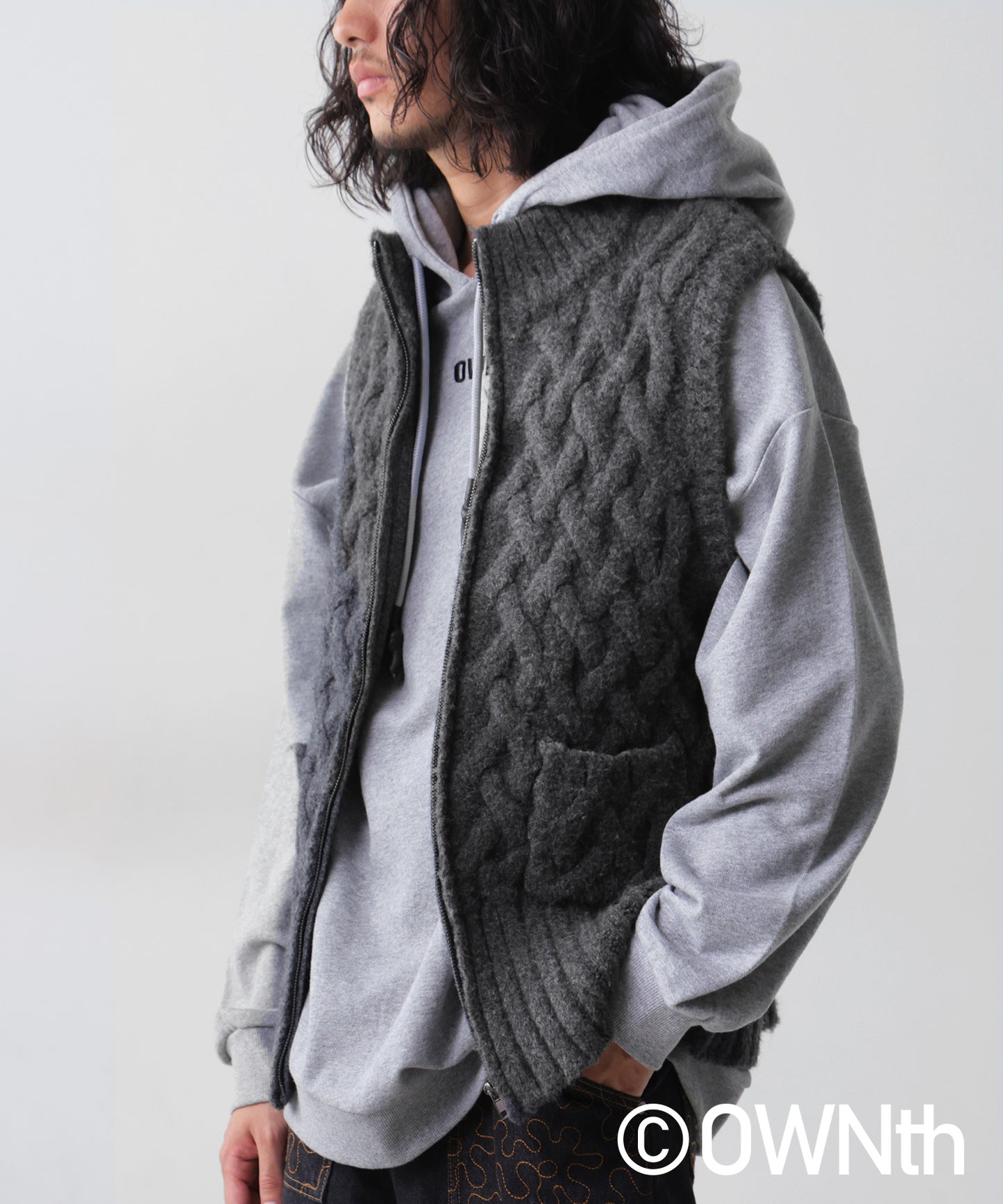 Basket Weave Style Knit Vest Unisex