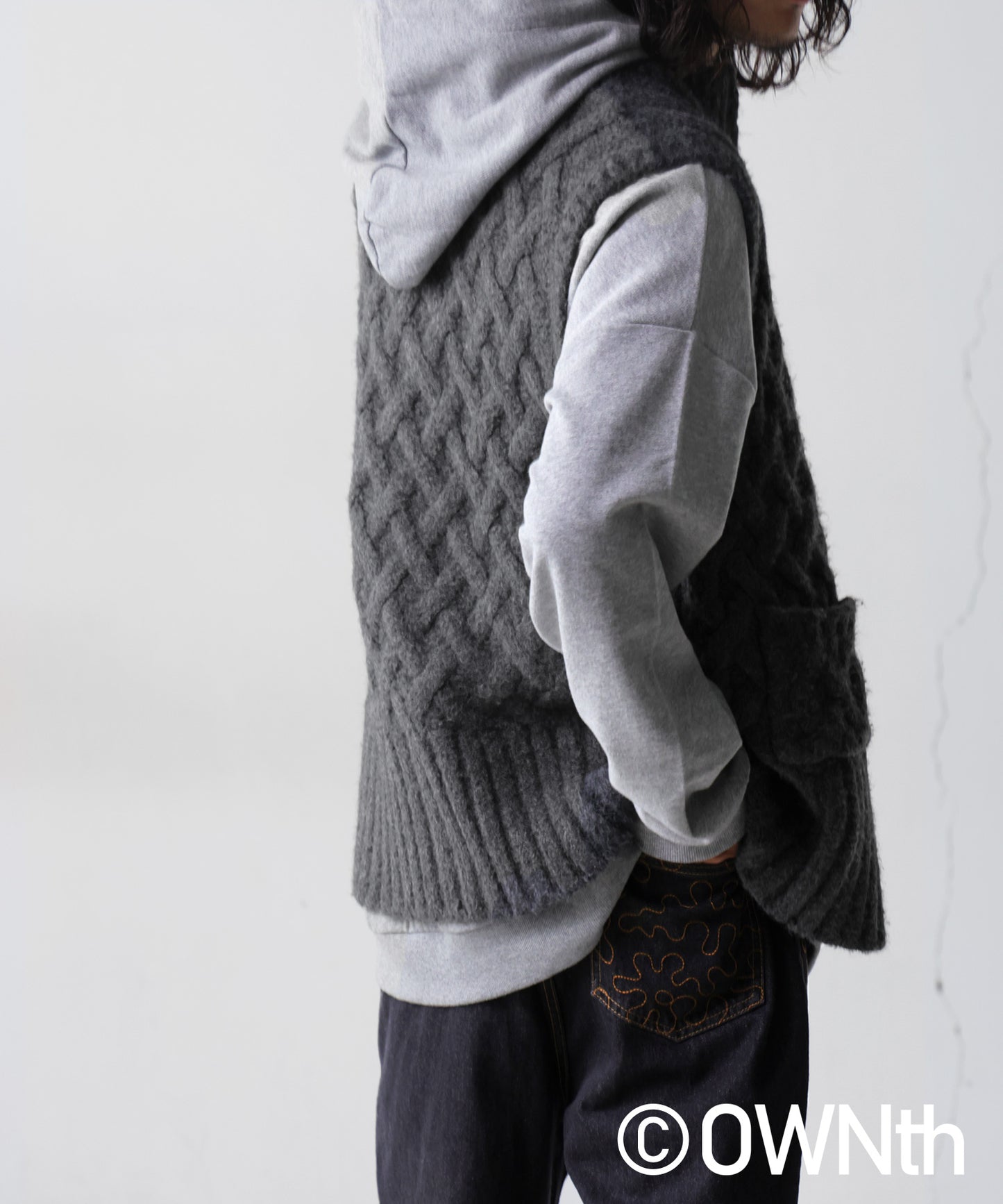 Basket Weave Style Knit Vest Unisex