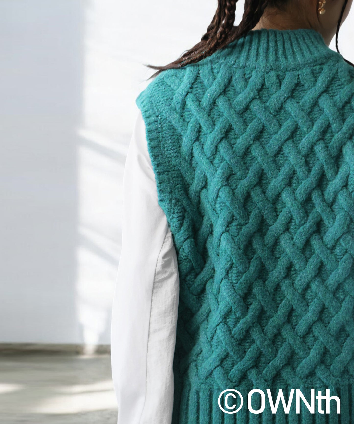 Basket Weave Style Knit Vest Unisex