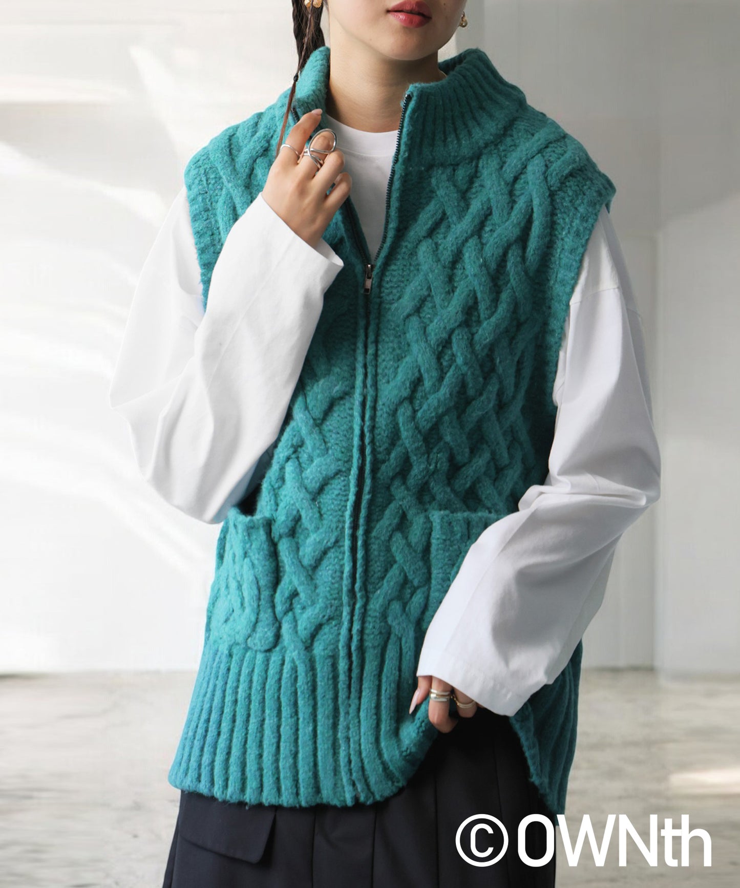 Basket Weave Style Knit Vest Unisex