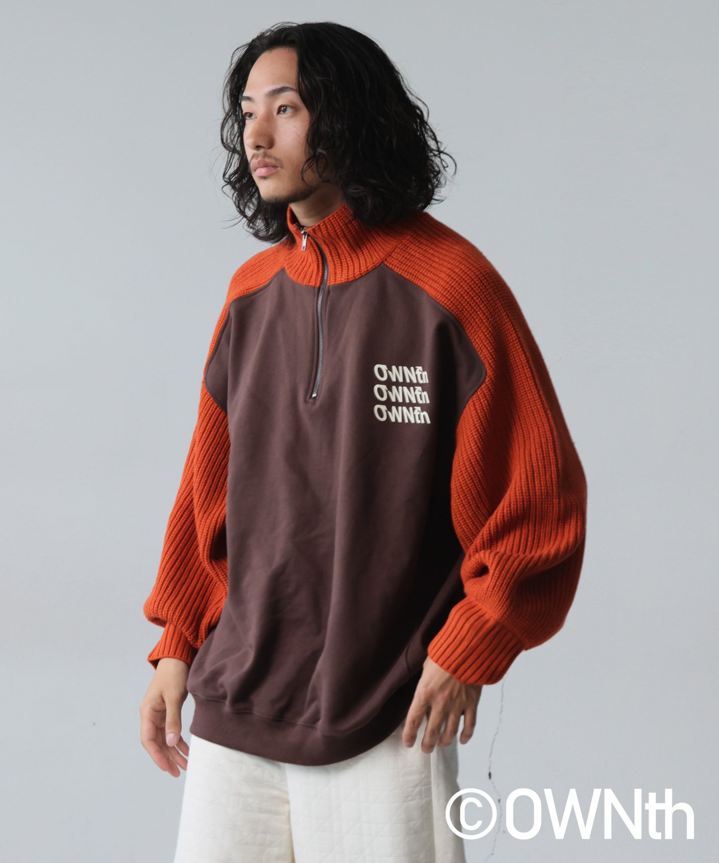 Knit Switching Logo Pullover Unisex