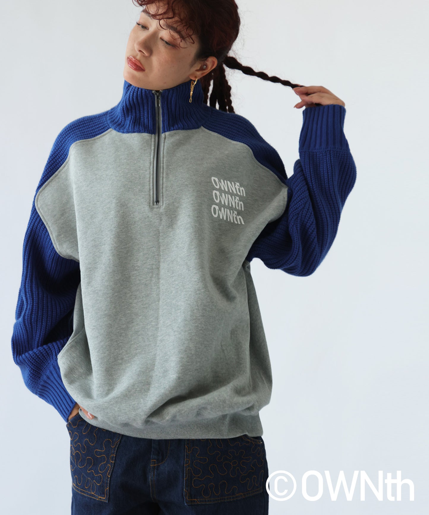 Knit Switching Logo Pullover Unisex