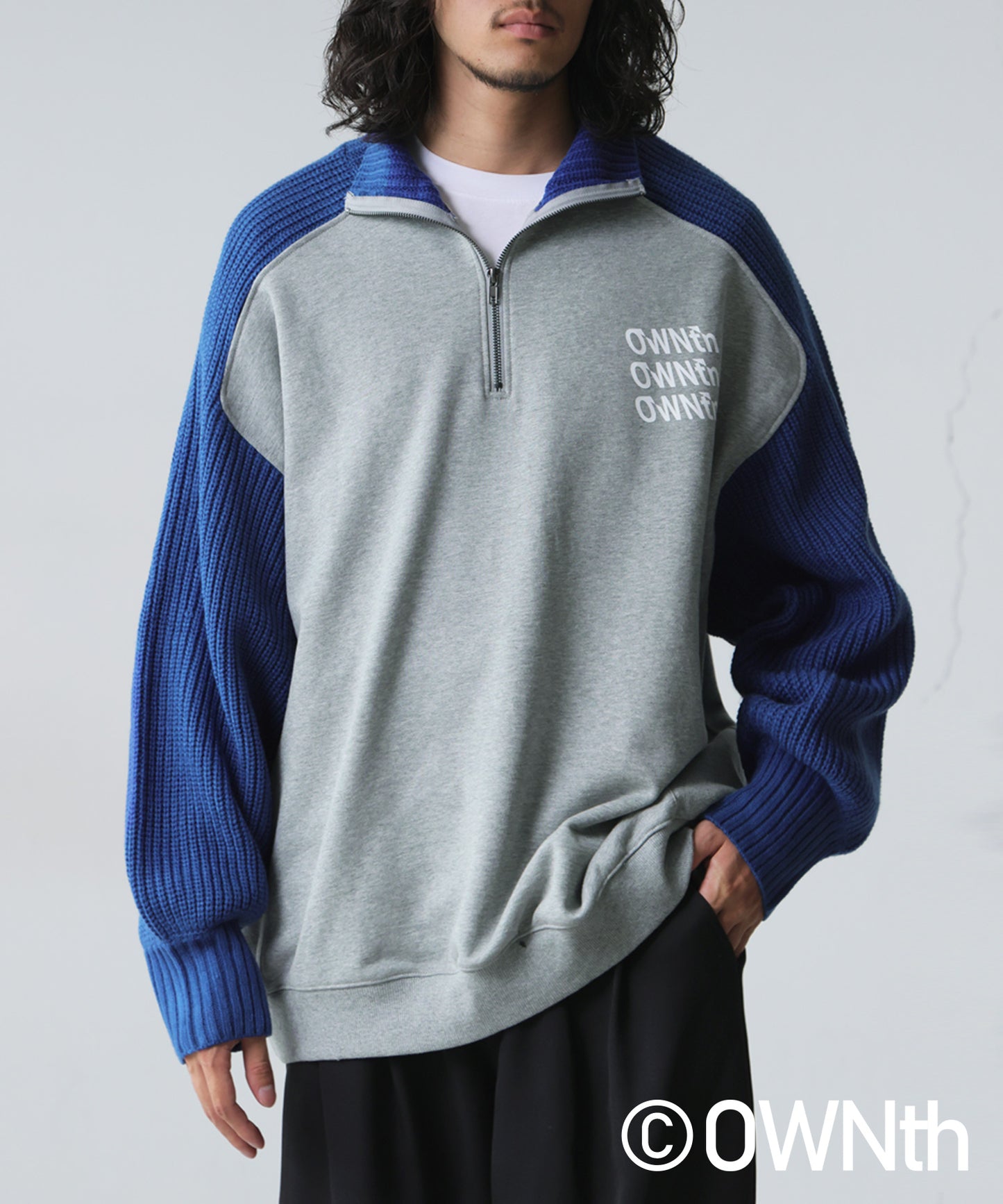 Knit Switching Logo Pullover Unisex