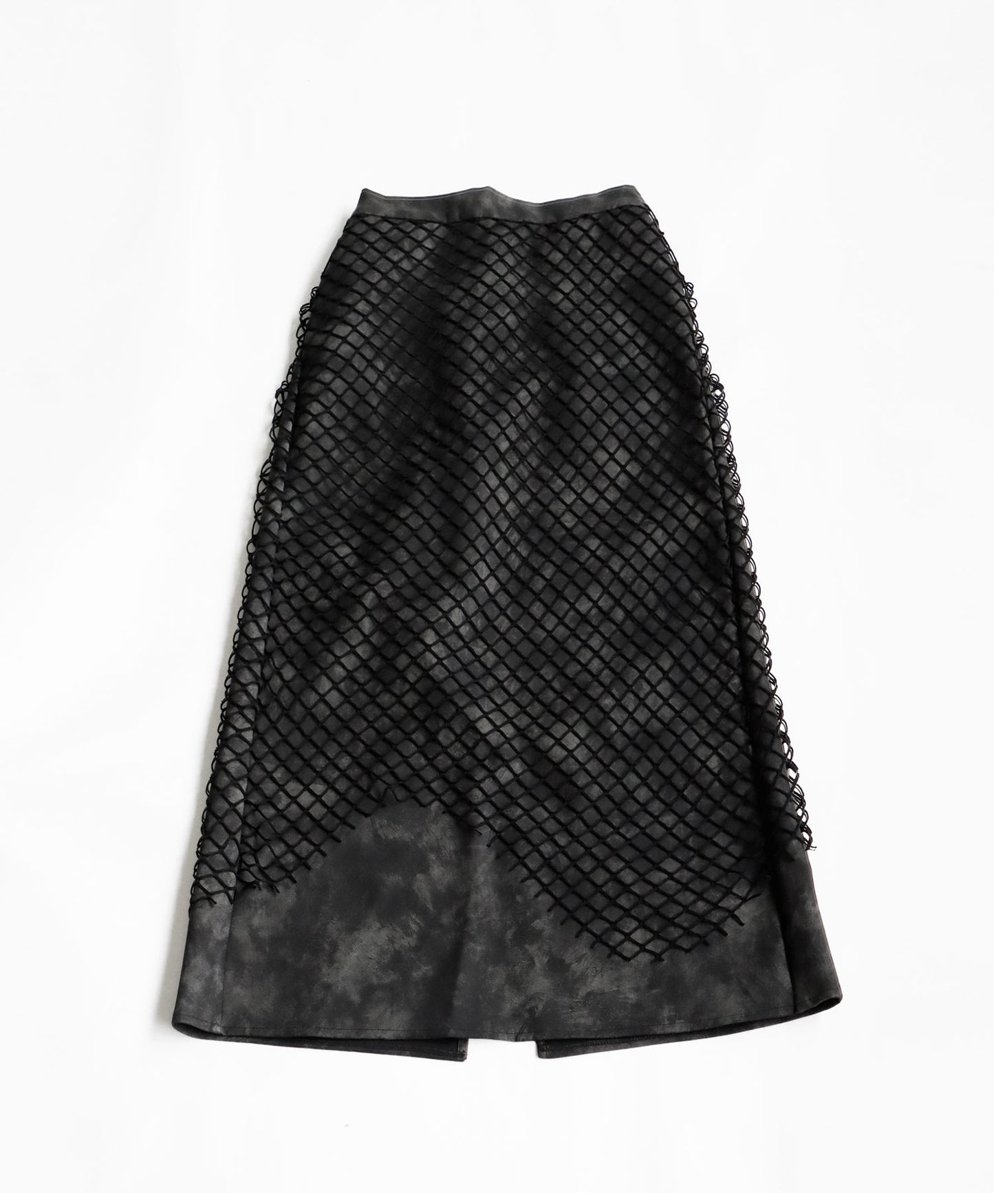 Mesh Layered Leather Skirt Ladies