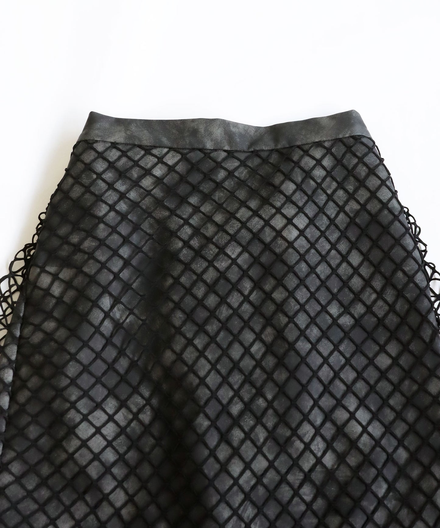 Mesh Layered Leather Skirt Ladies