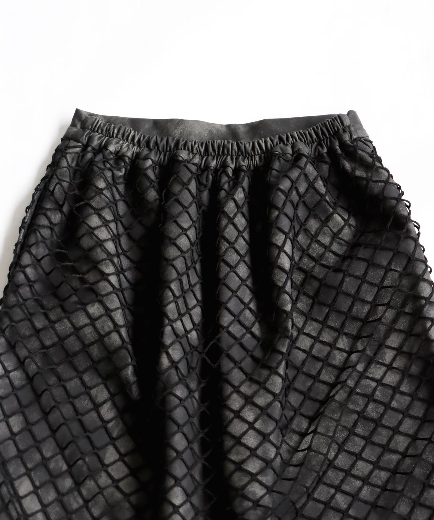 Mesh Layered Leather Skirt Ladies