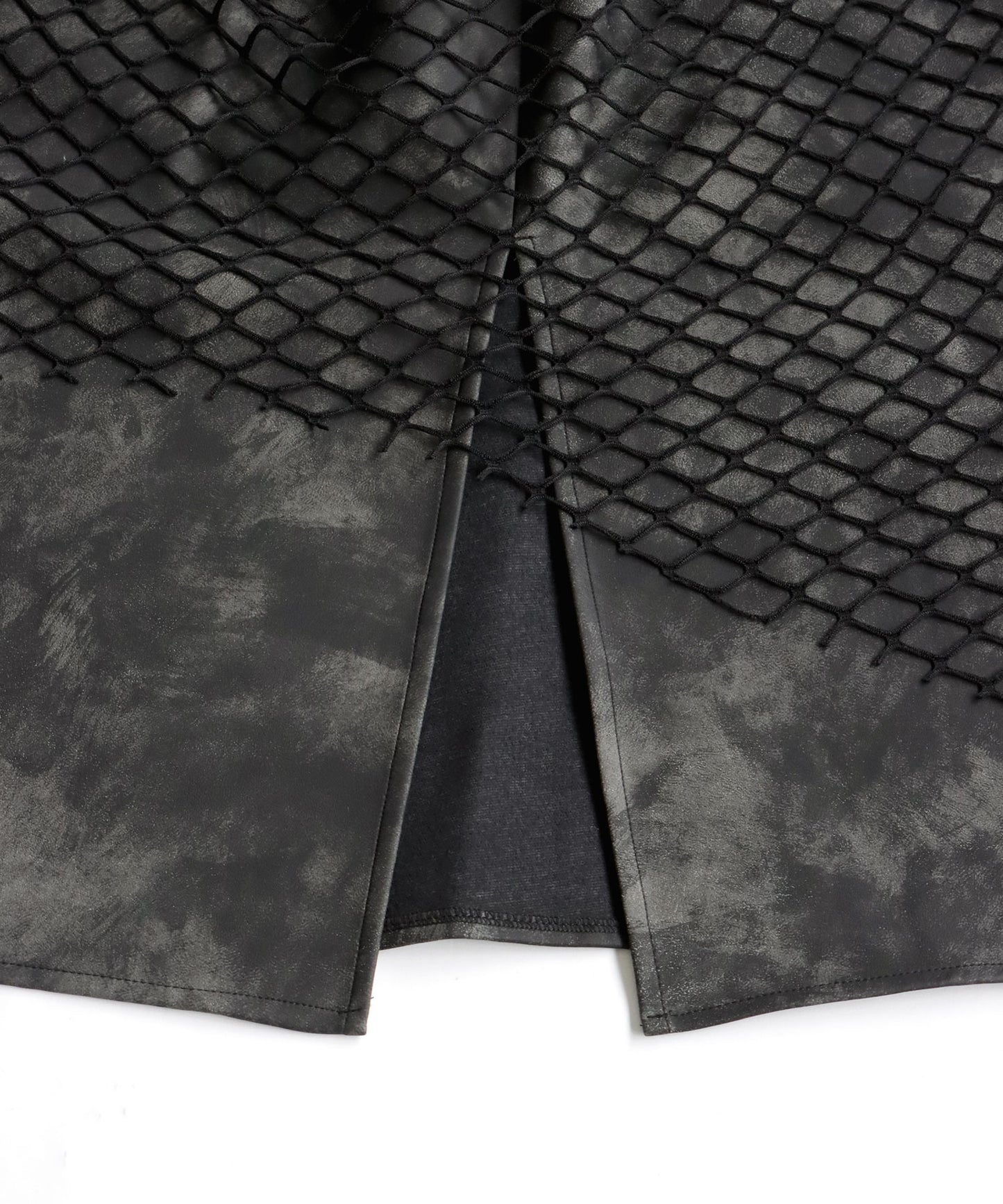 Mesh Layered Leather Skirt Ladies