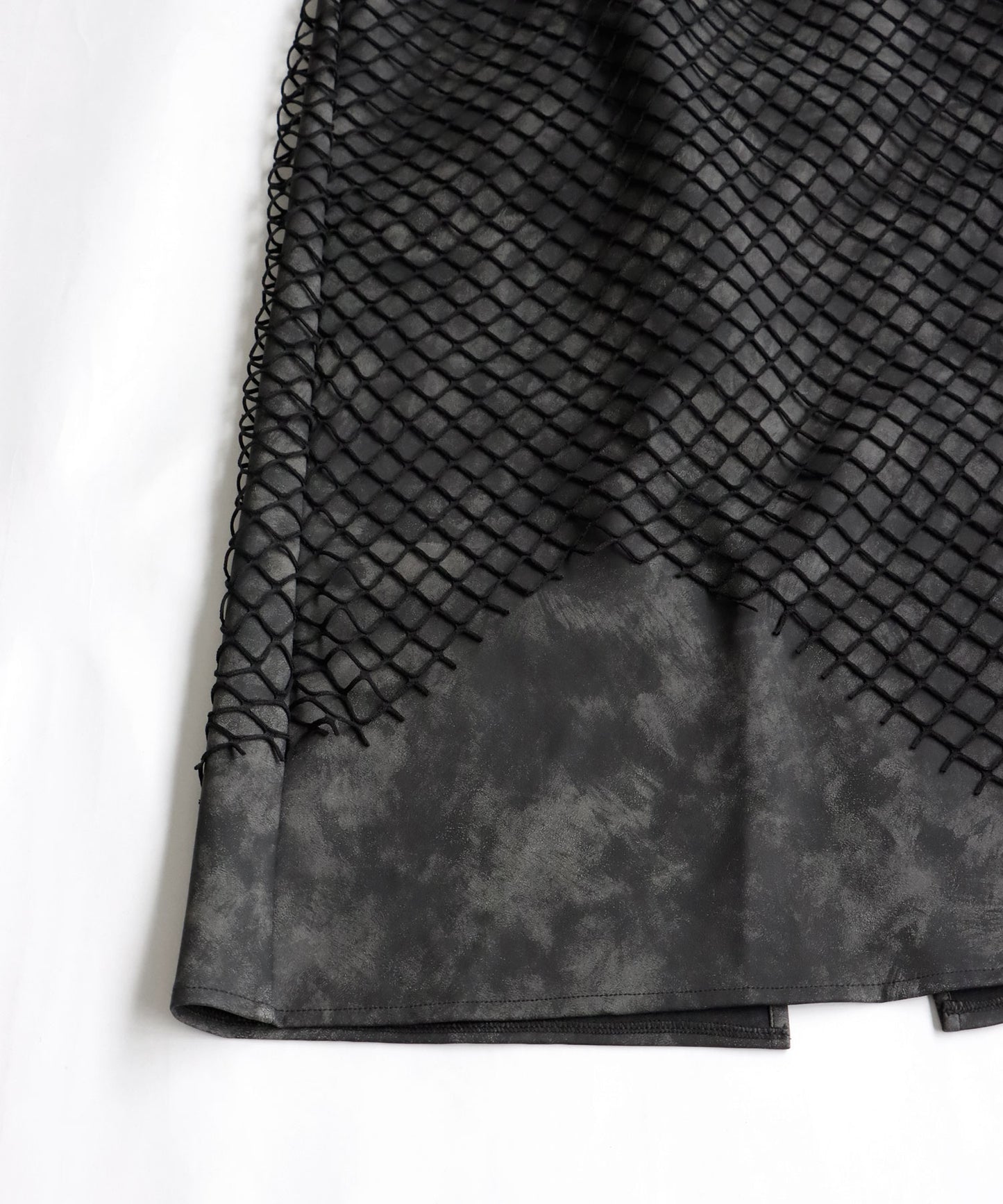 Mesh Layered Leather Skirt Ladies