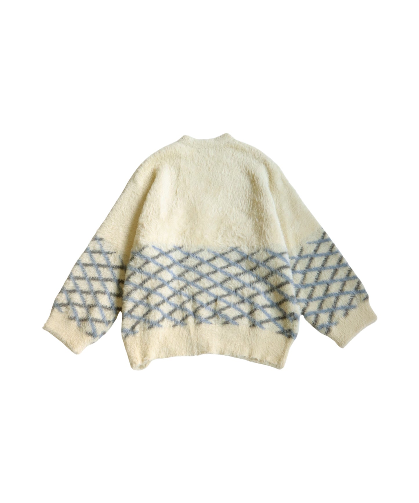 Diamond Plaid Shaggy Knit Cardigan Unisex