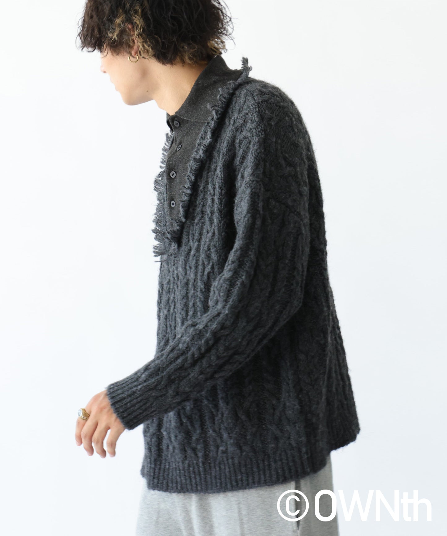 Layered Fringe Knit Shirt Unisex