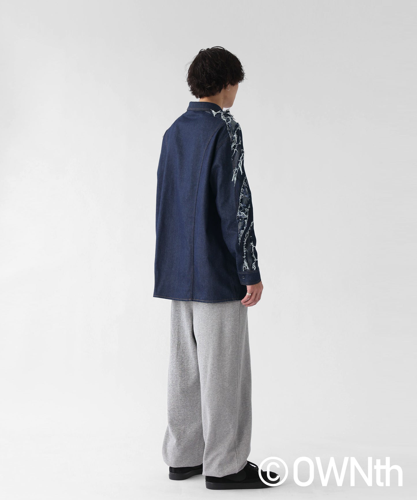 Denim Switching Shirt Tops Unisex