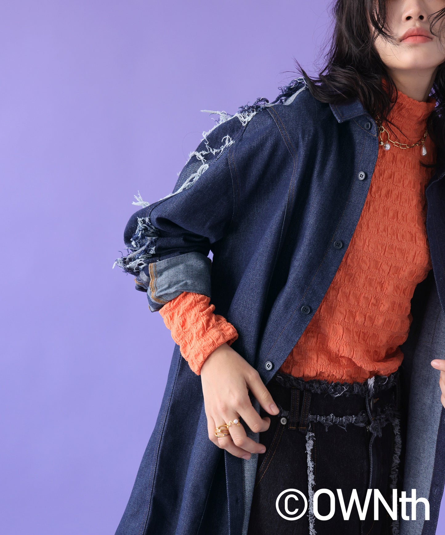 Denim Switching Shirt Tops Unisex
