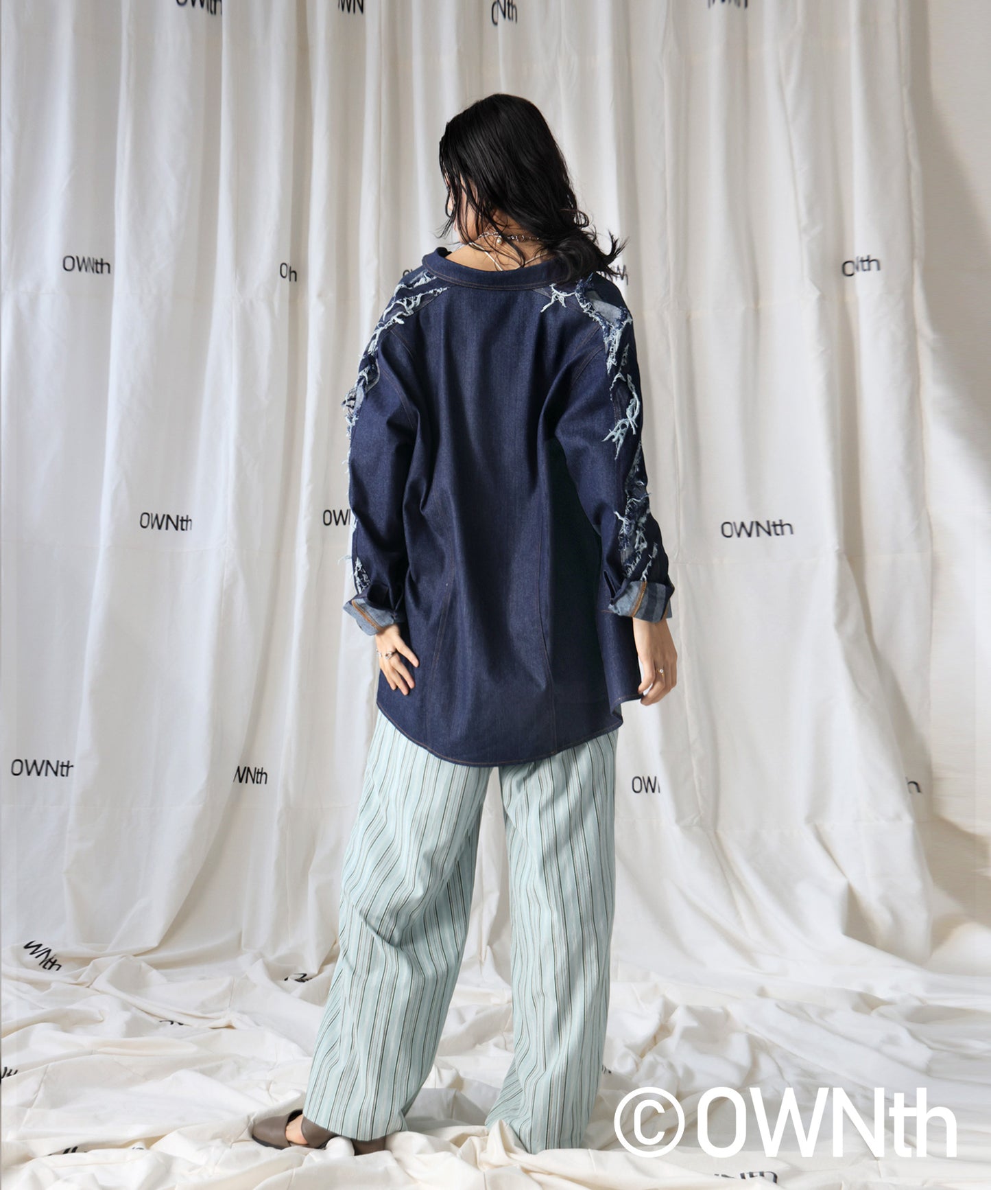Denim Switching Shirt Tops Unisex
