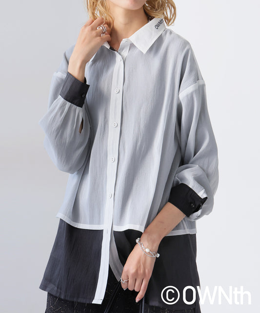 Ladies Bicolor Logo Embroidery 2-Way Shirt