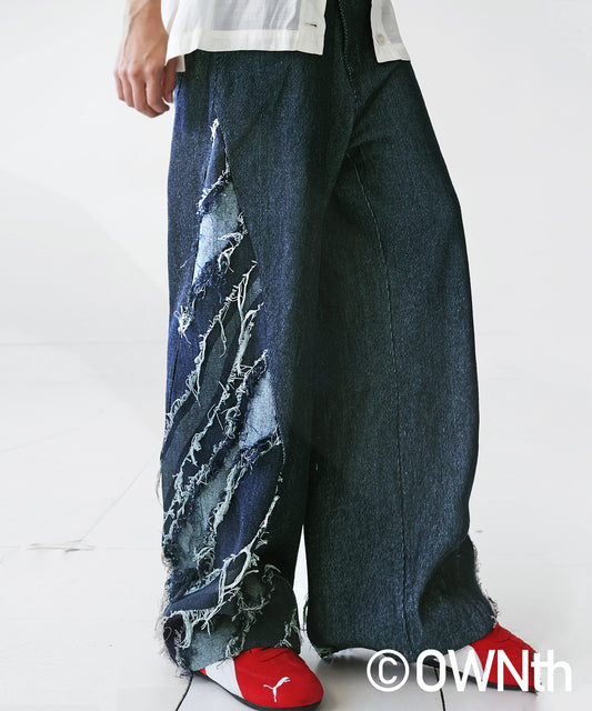 OWNth Denim Pants With Contrasting Designs Unisex