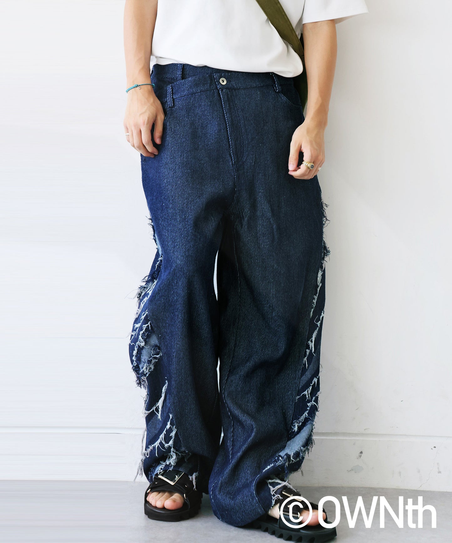 OWNth Denim Pants With Contrasting Designs Unisex