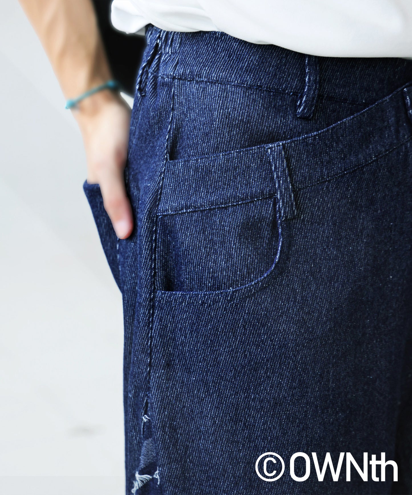 OWNth Denim Pants With Contrasting Designs Unisex