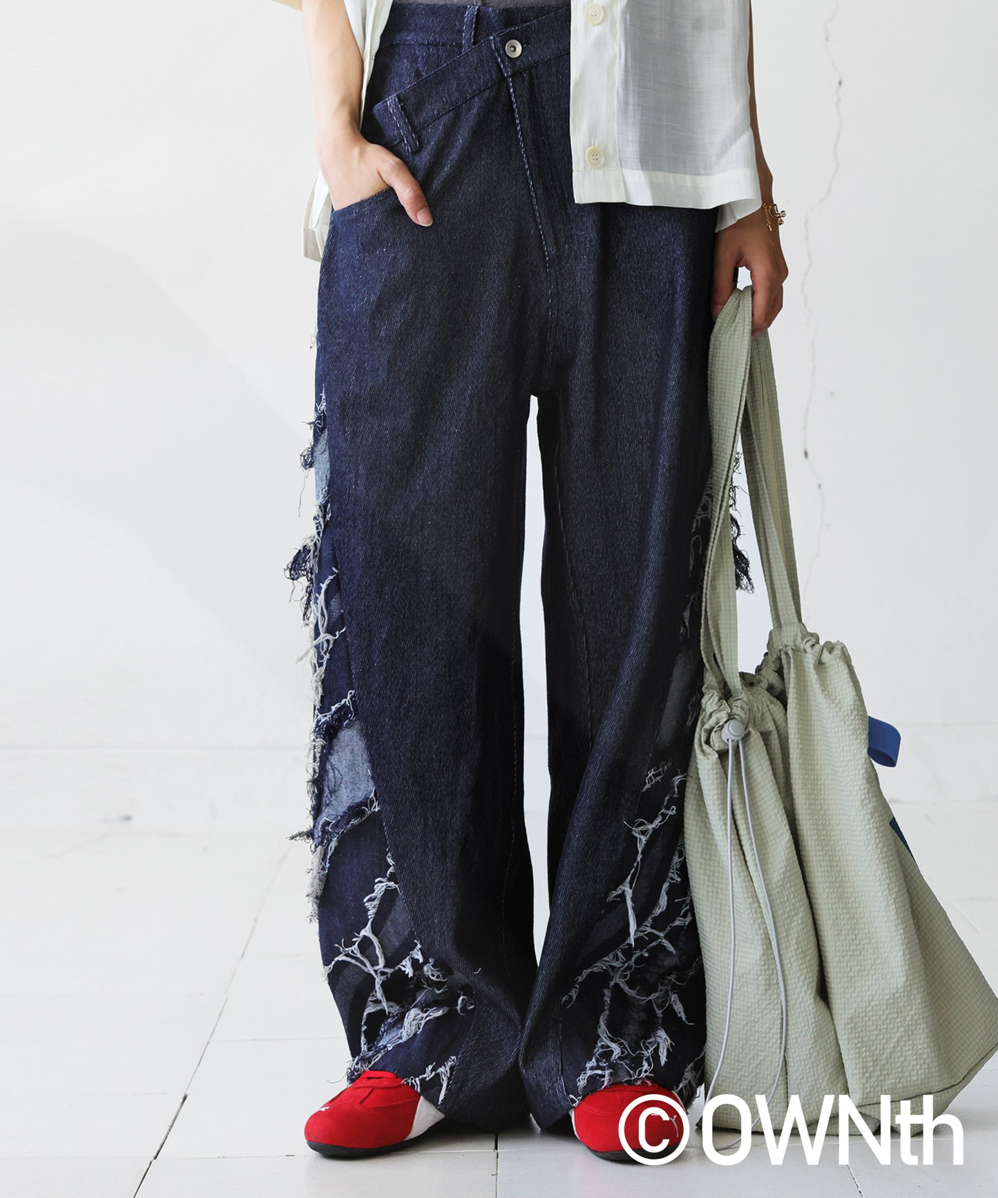 OWNth Denim Pants With Contrasting Designs Unisex