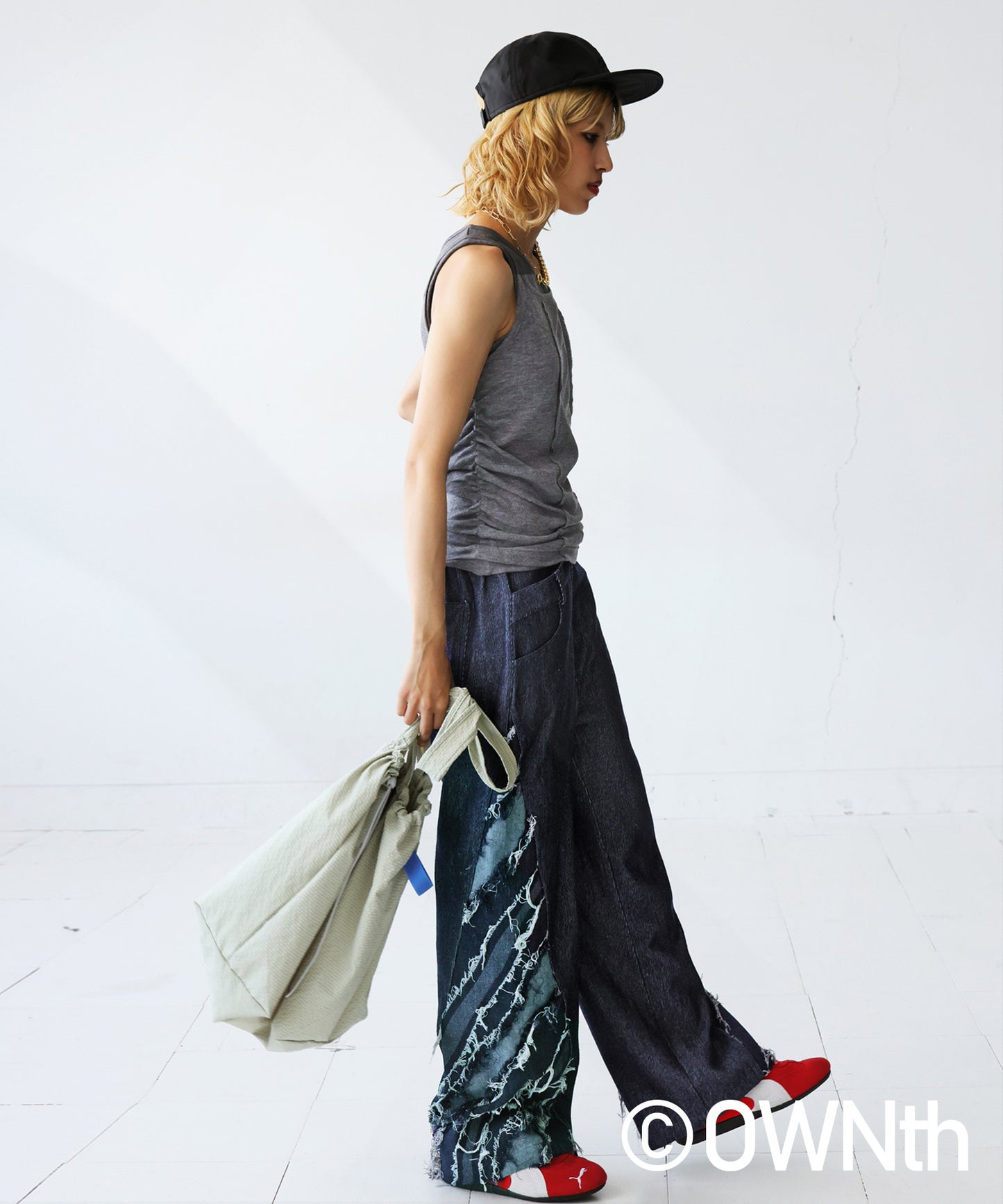 OWNth Denim Pants With Contrasting Designs Unisex
