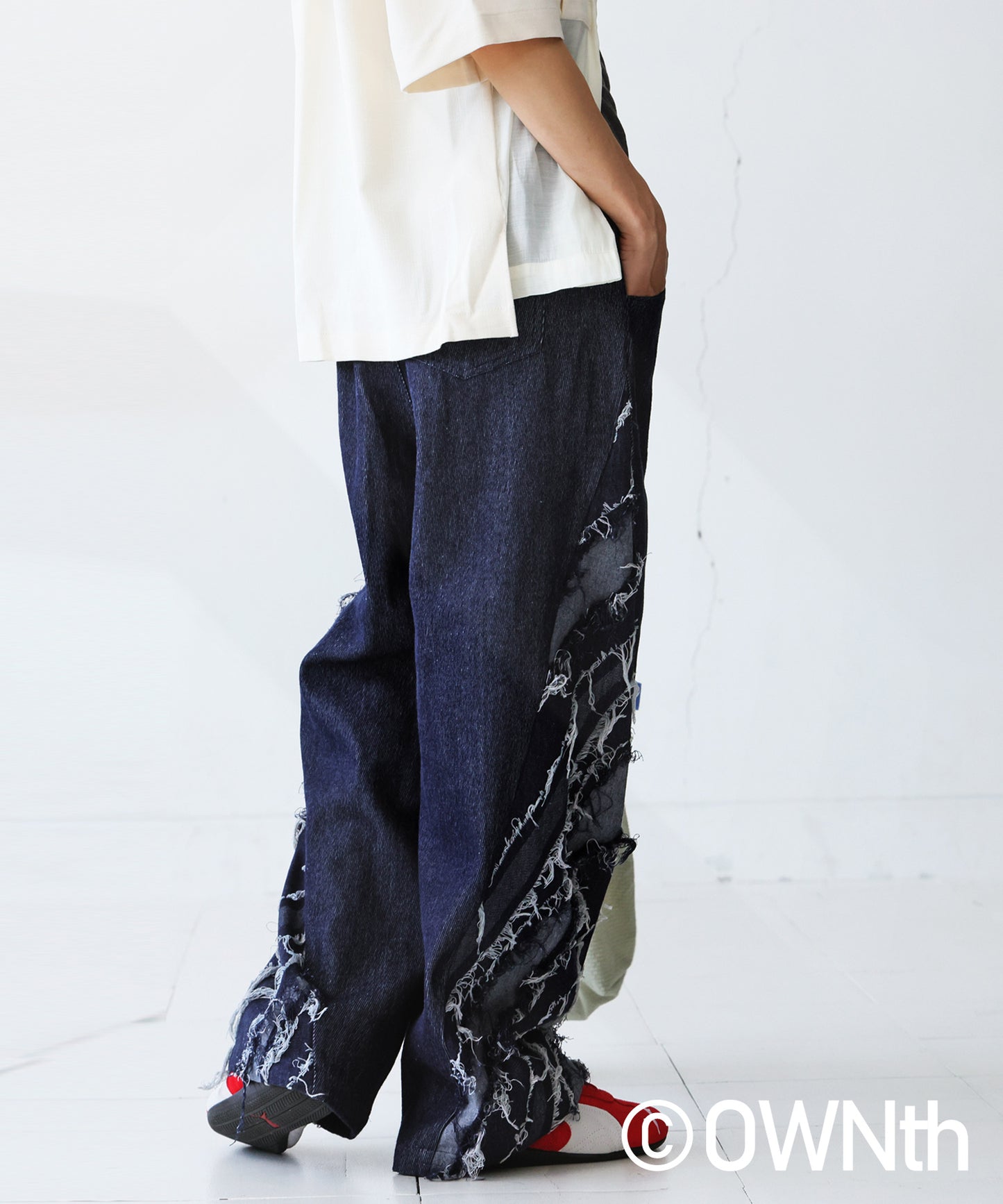 OWNth Denim Pants With Contrasting Designs Unisex