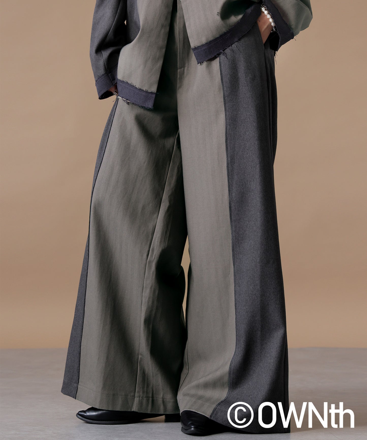 OWNth Mixed Material Design Pants Unisex