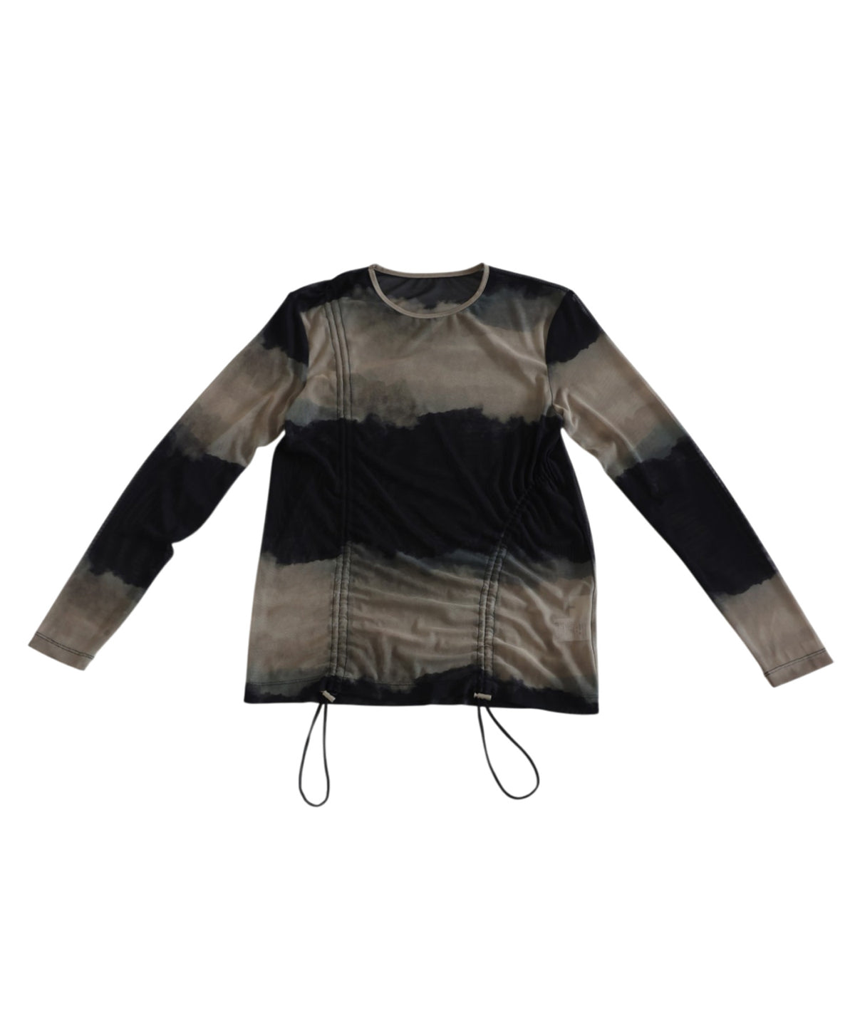 OWNth Nuanced Pattern Drawstring Mesh Sheer Top Ladies