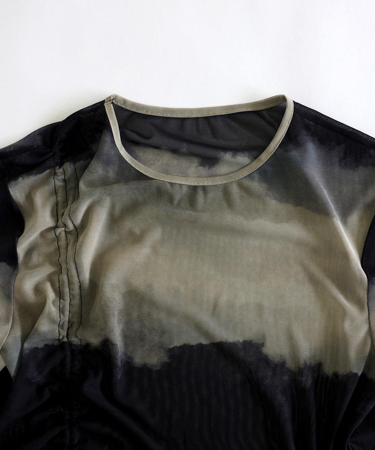 OWNth Nuanced Pattern Drawstring Mesh Sheer Top Ladies