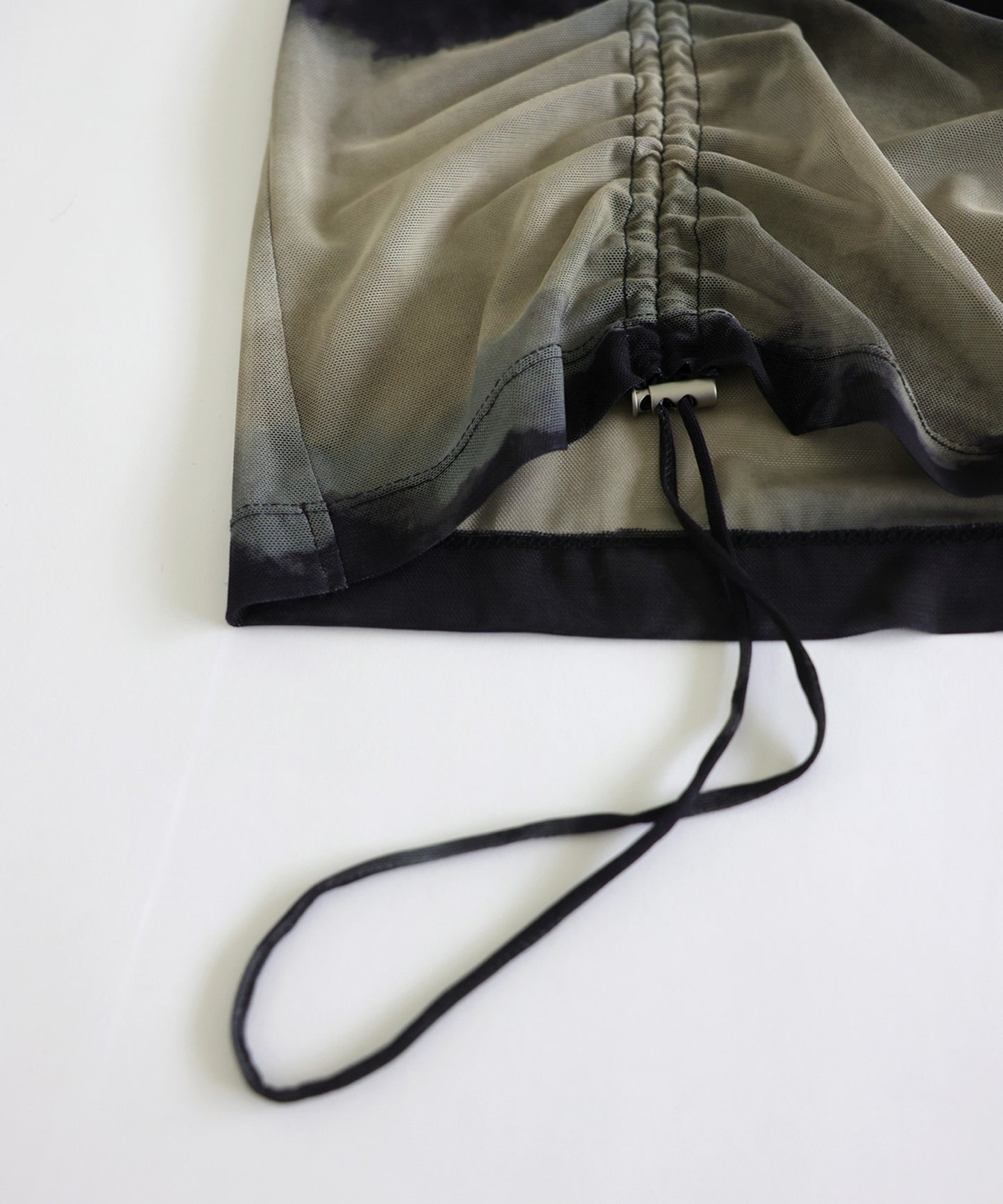 OWNth Nuanced Pattern Drawstring Mesh Sheer Top Ladies