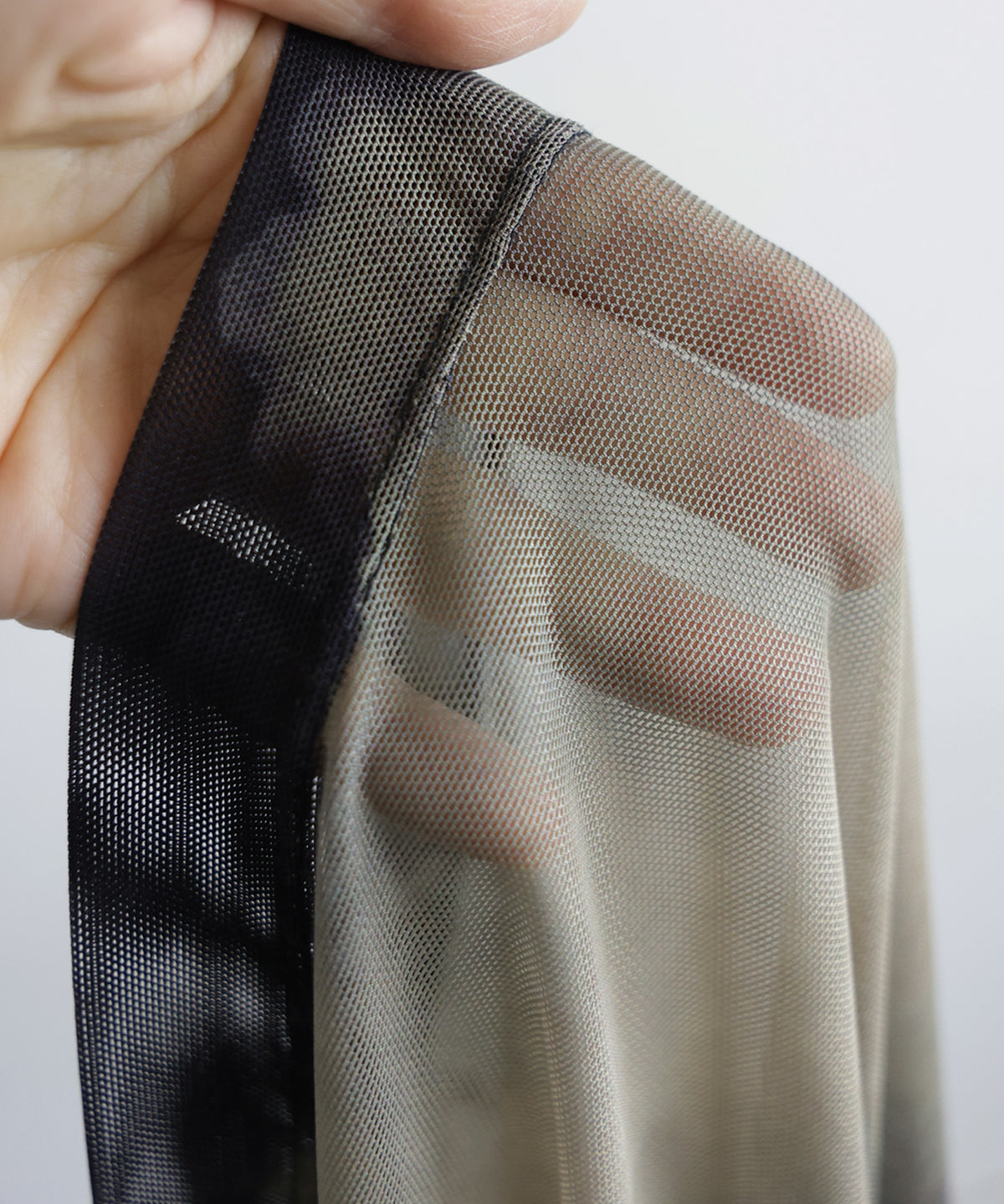 OWNth Nuanced Pattern Drawstring Mesh Sheer Top Ladies