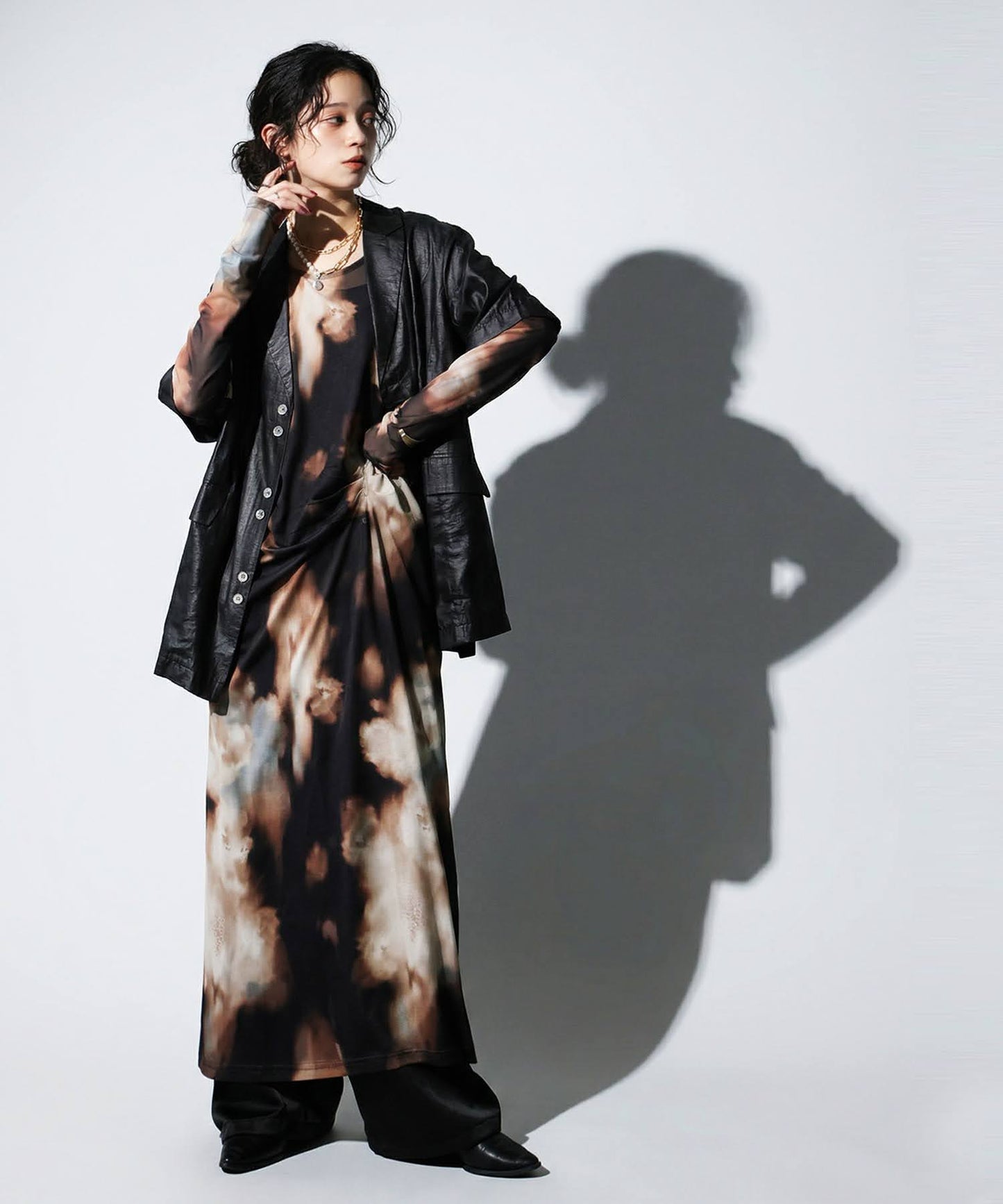 Sheer Art Print Dress Ladies