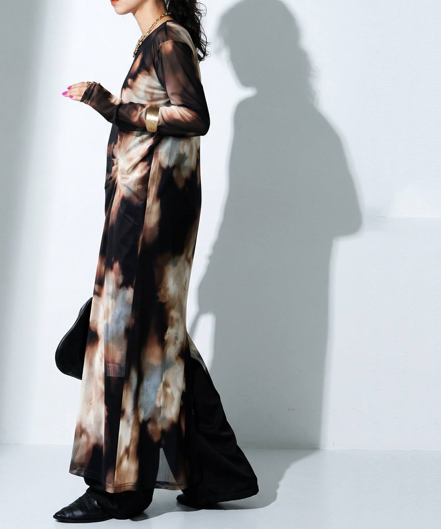 Sheer Art Print Dress Ladies