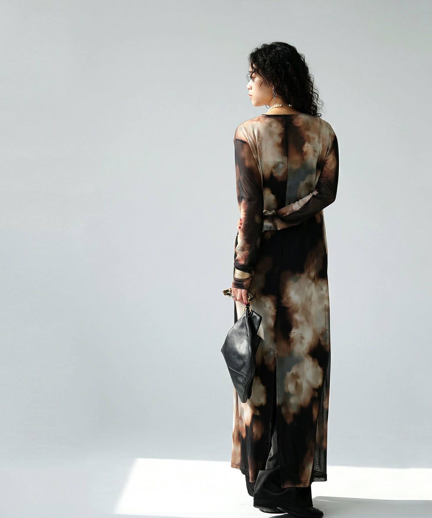 Sheer Art Print Dress Ladies