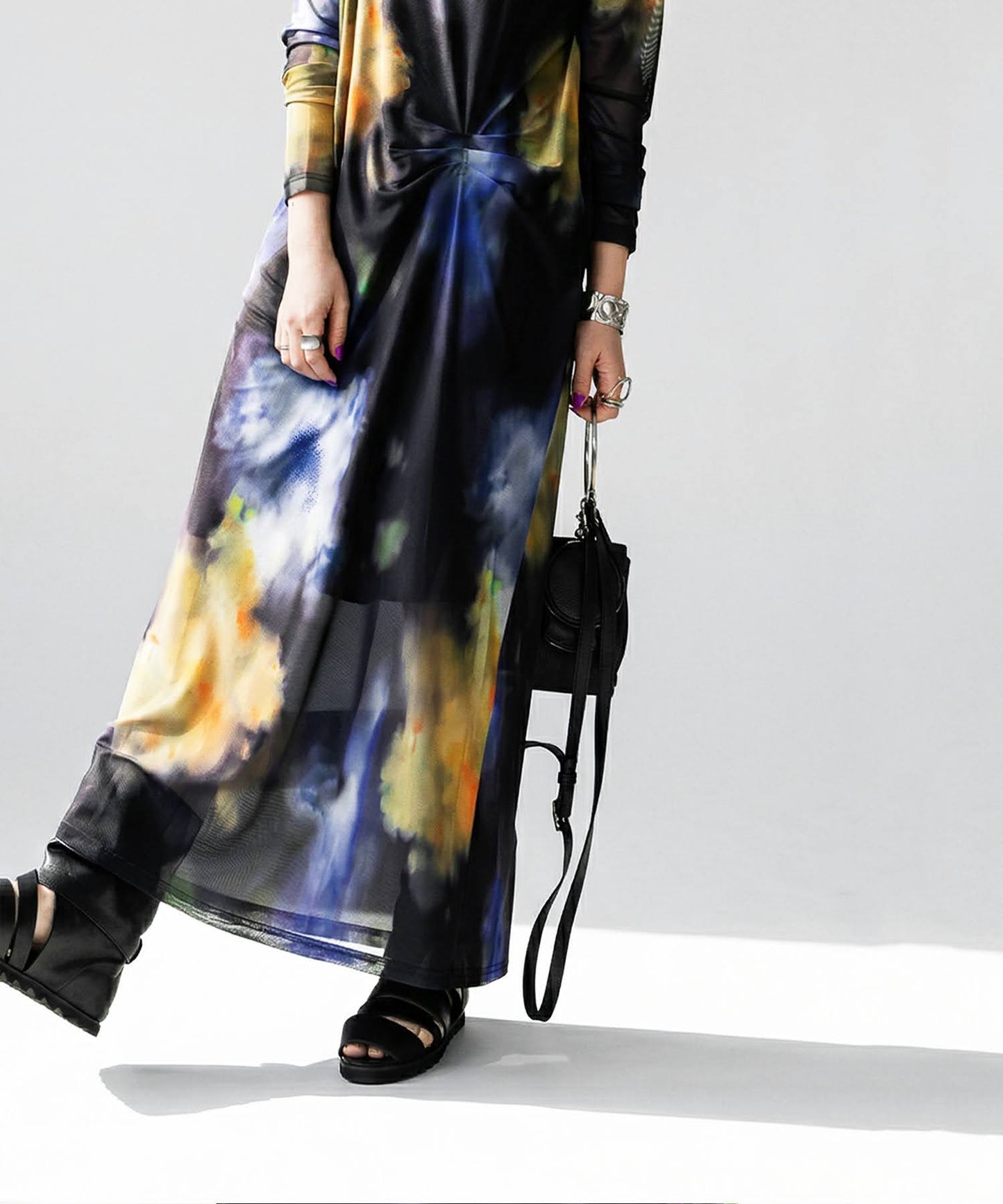 Sheer Art Print Dress Ladies