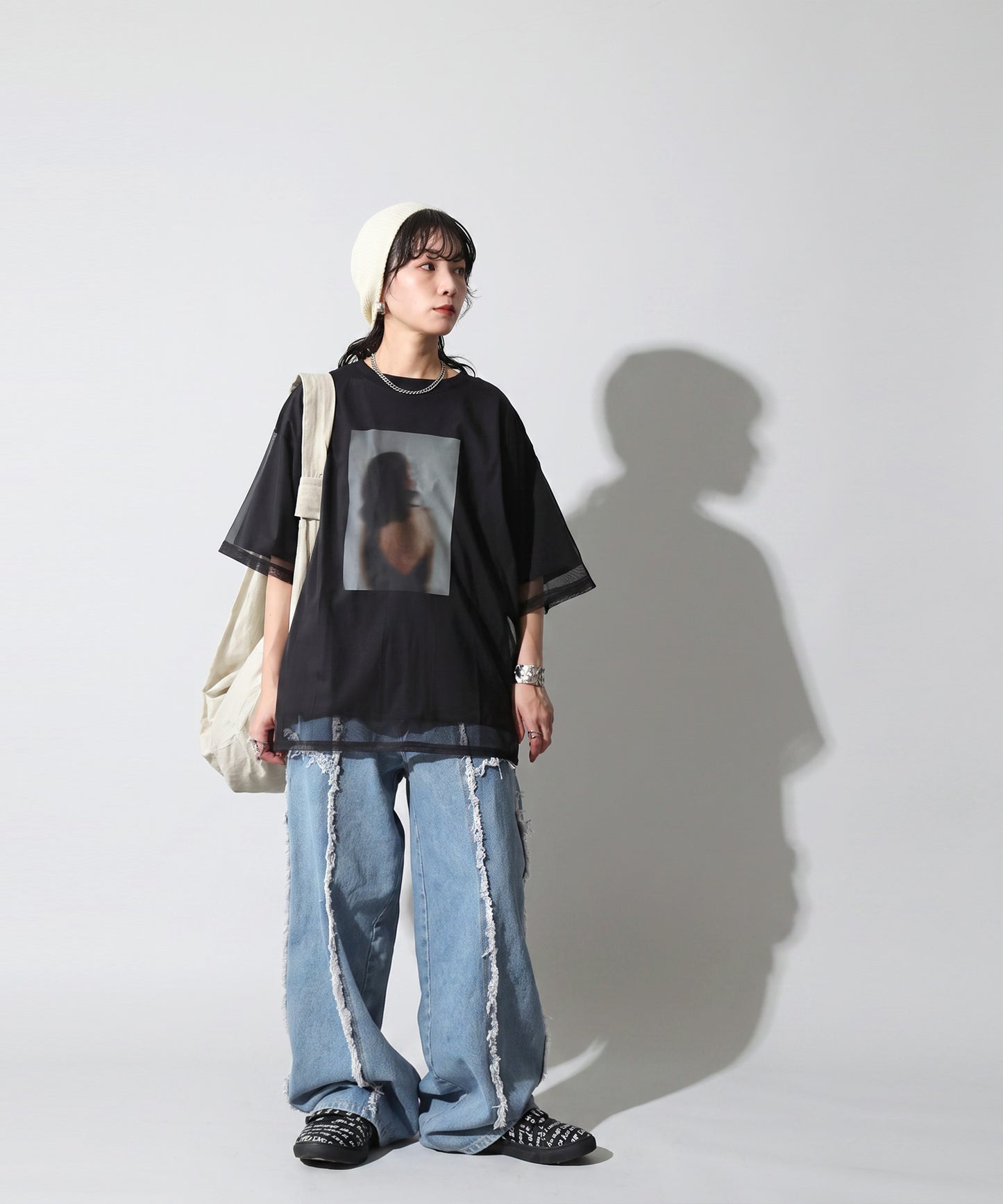 OWNth Sheer Photo Print Tulle T-Shirt Ladies