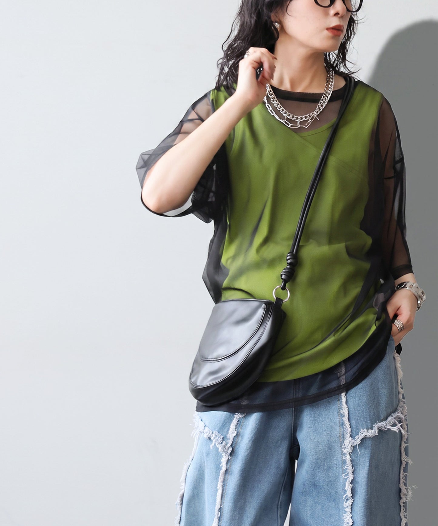 OWNth Sheer Photo Print Tulle T-Shirt Ladies