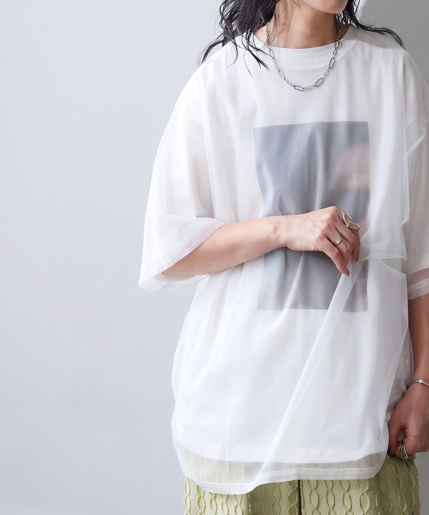 OWNth Sheer Photo Print Tulle T-Shirt Ladies