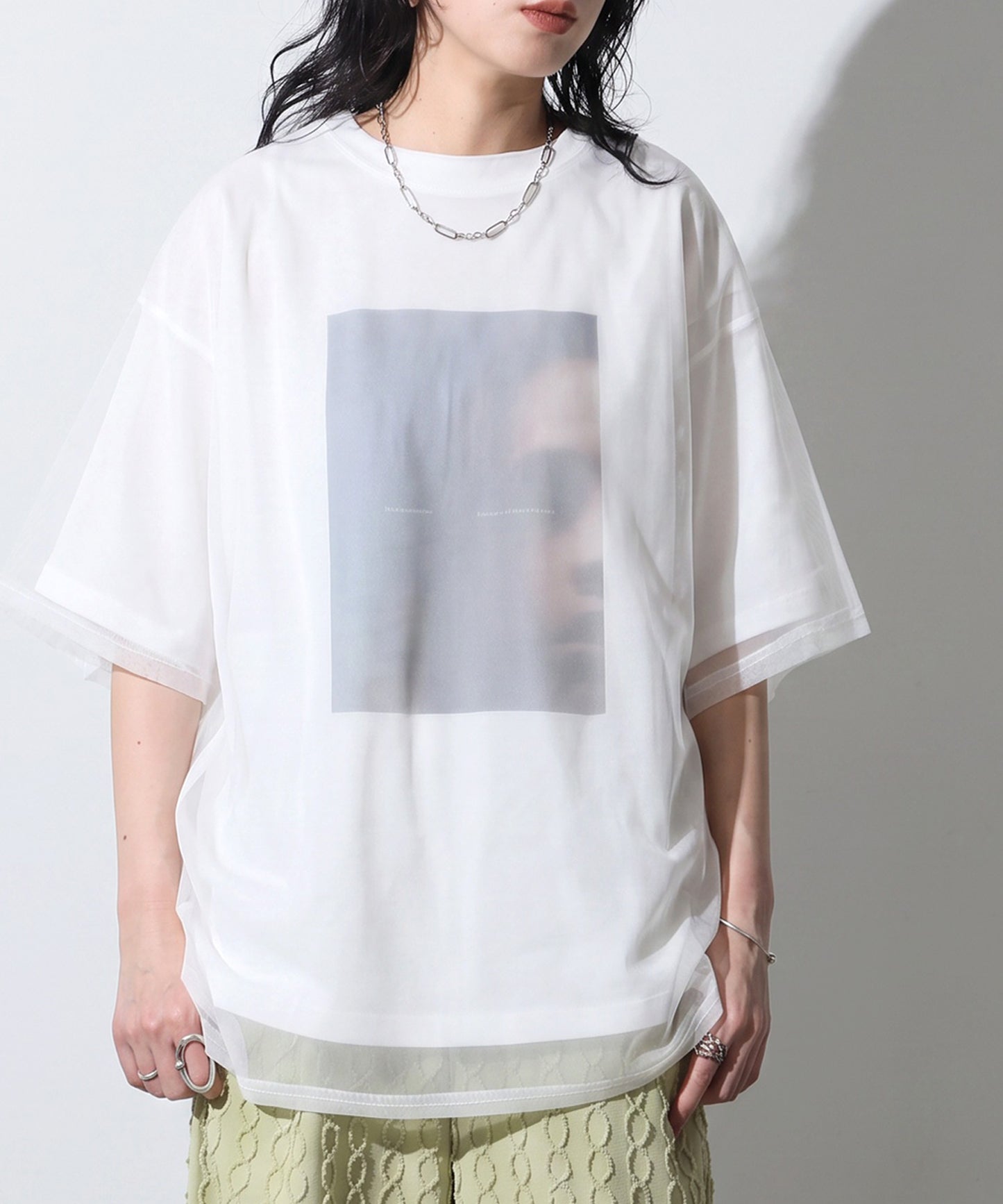 OWNth Sheer Photo Print Tulle T-Shirt Ladies