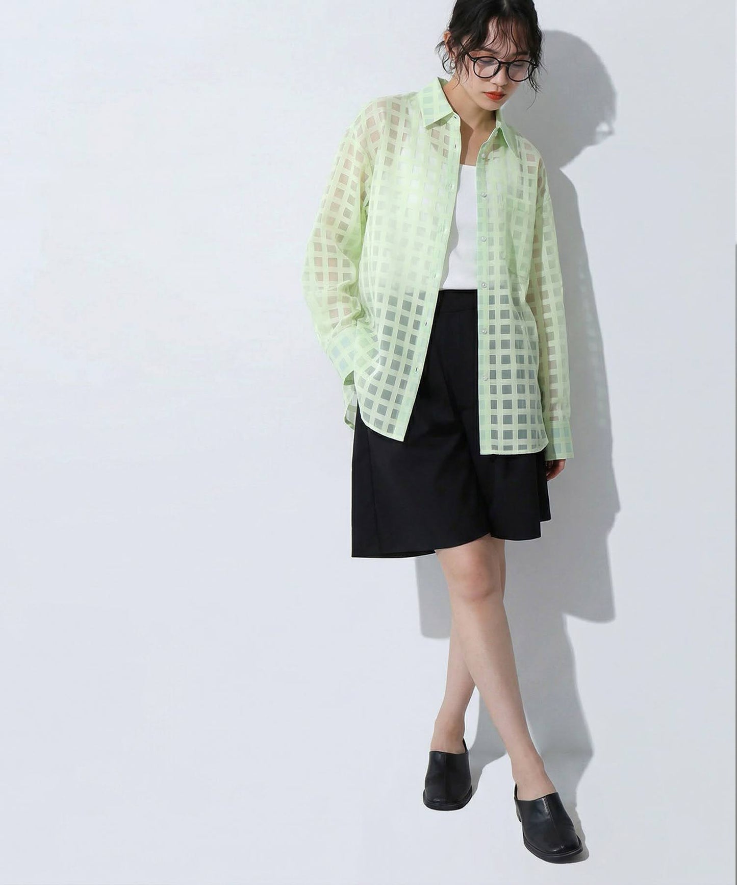 Checked Sheer Shirt Ladies