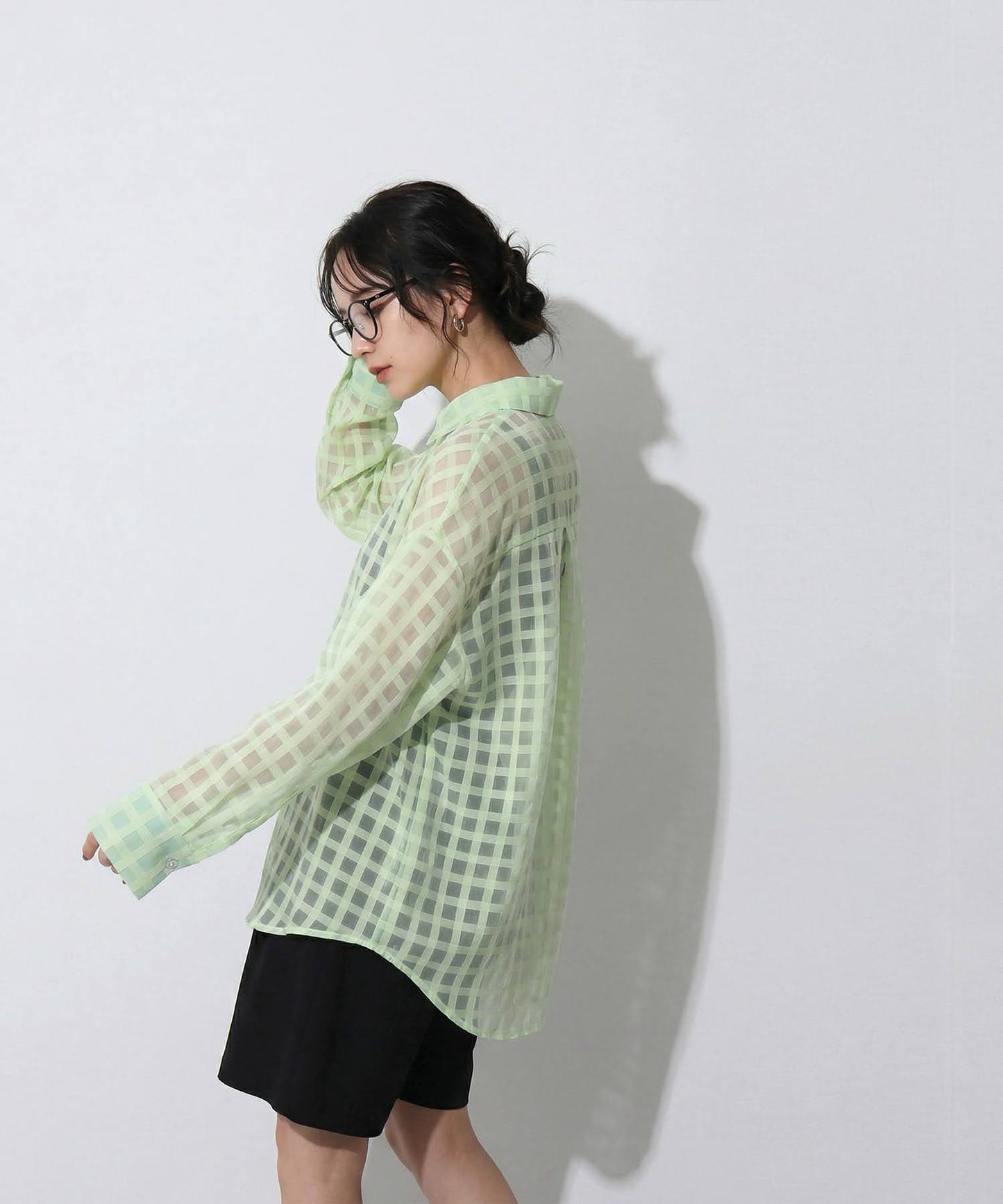 Checked Sheer Shirt Ladies