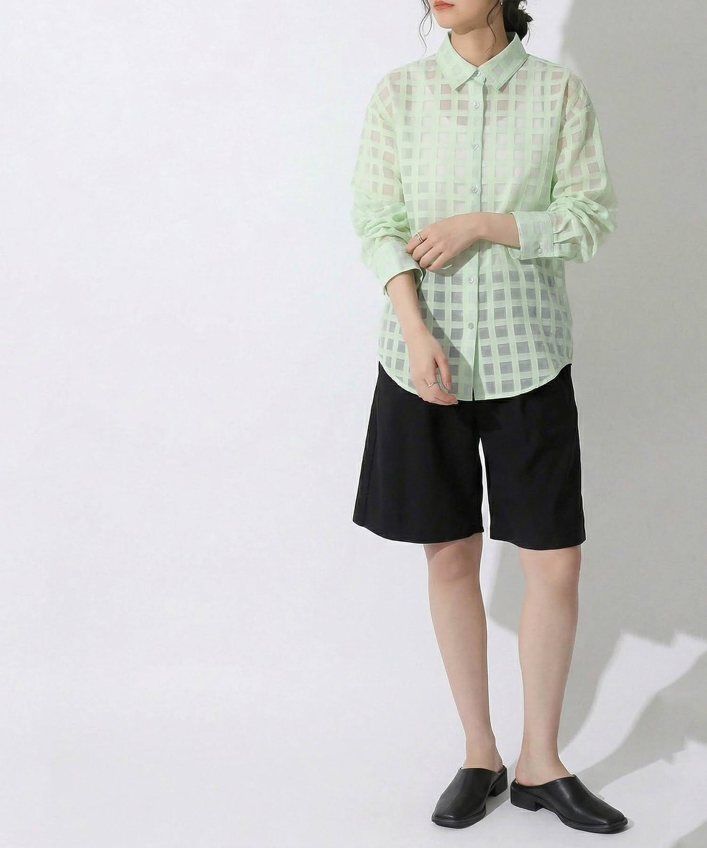 Checked Sheer Shirt Ladies