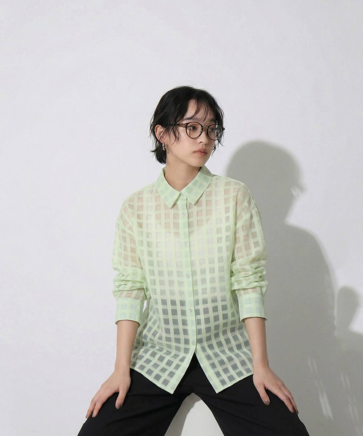 Checked Sheer Shirt Ladies