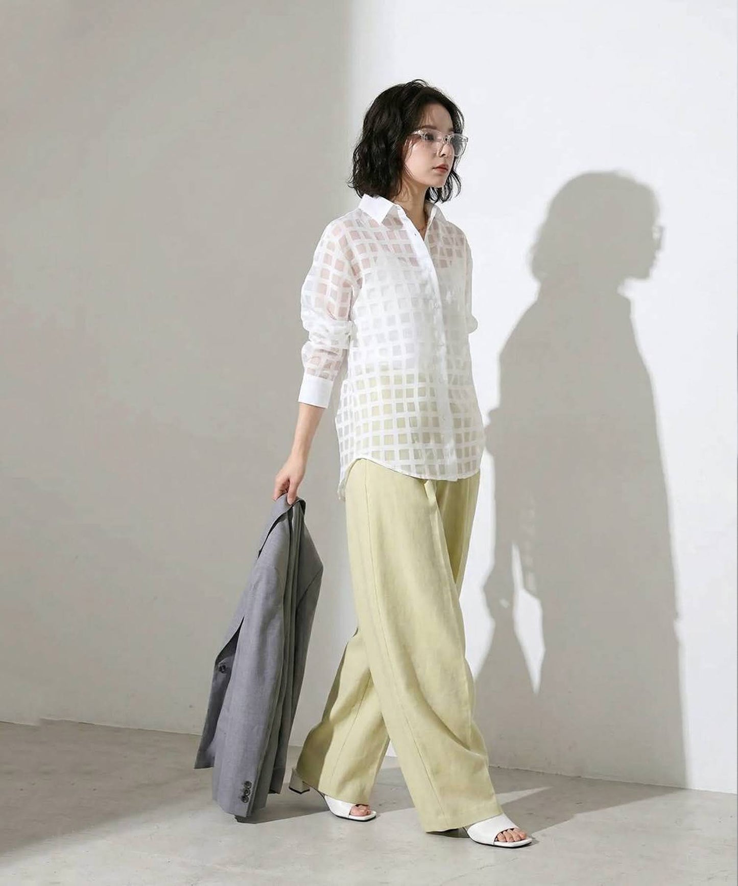 Checked Sheer Shirt Ladies