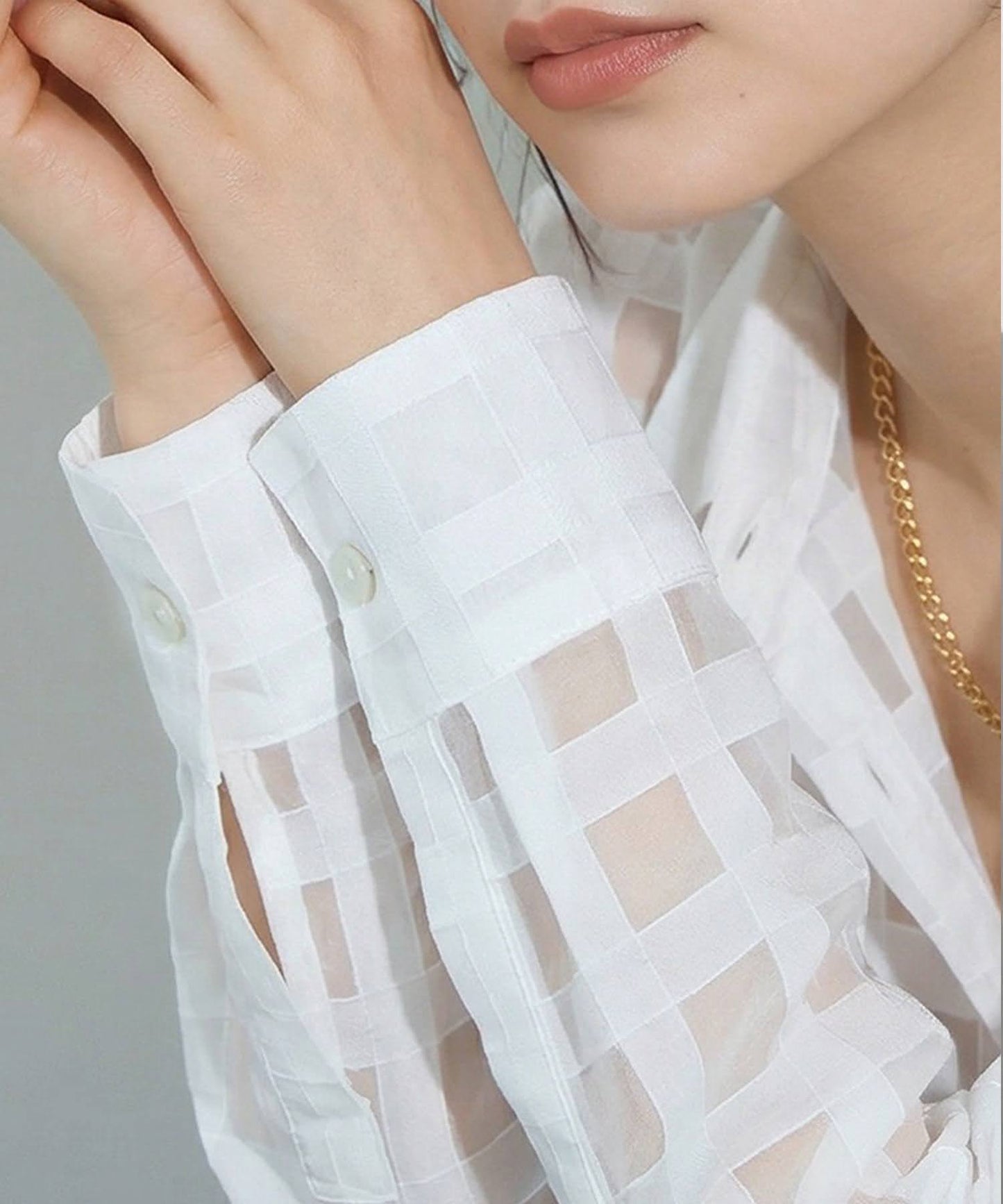 Checked Sheer Shirt Ladies